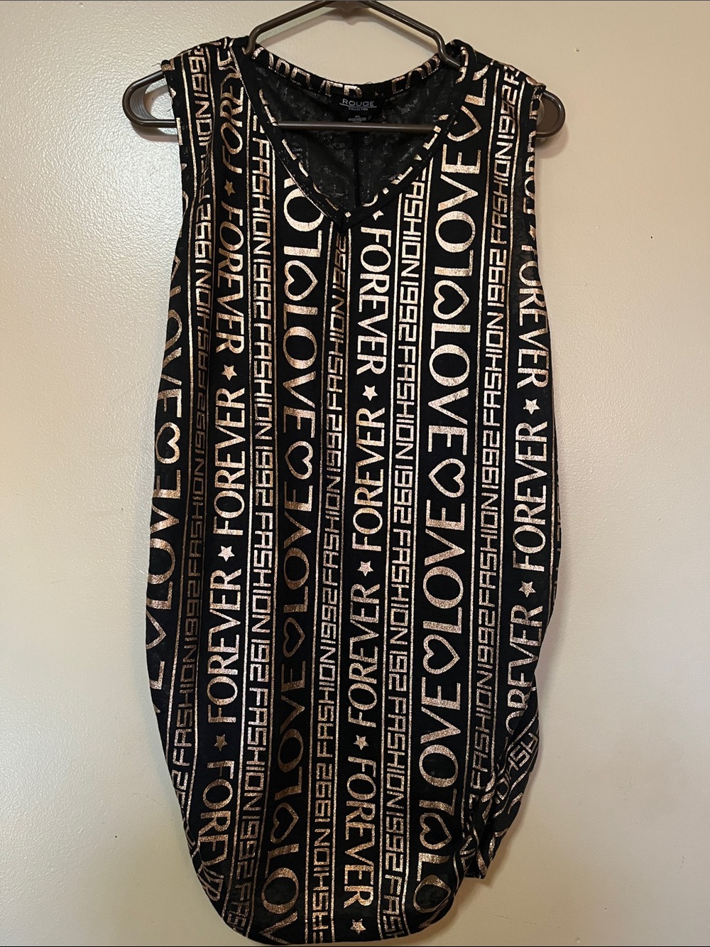Rogue Black and Gold 'LOVE FOREVER' Graphic Sleeveless Top